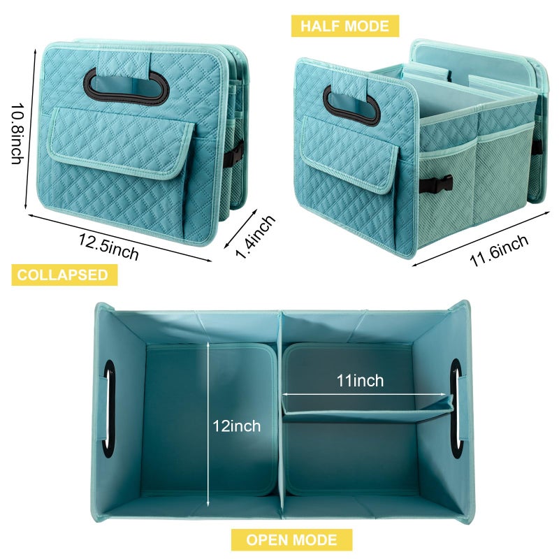 JiatuA Car Trunk Organizers and Storage for SUV, Collapsible Multi Compartment Container Box Adjustable Car Accessories for Women Men, Lake Blue - Image 5